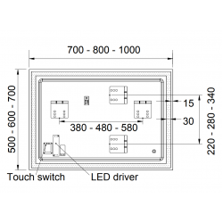 Φωτιζόμενος Καθρέπτης Μπάνιου Led Luminor Form 100x70 FOR10070 Ορθογώνιος
